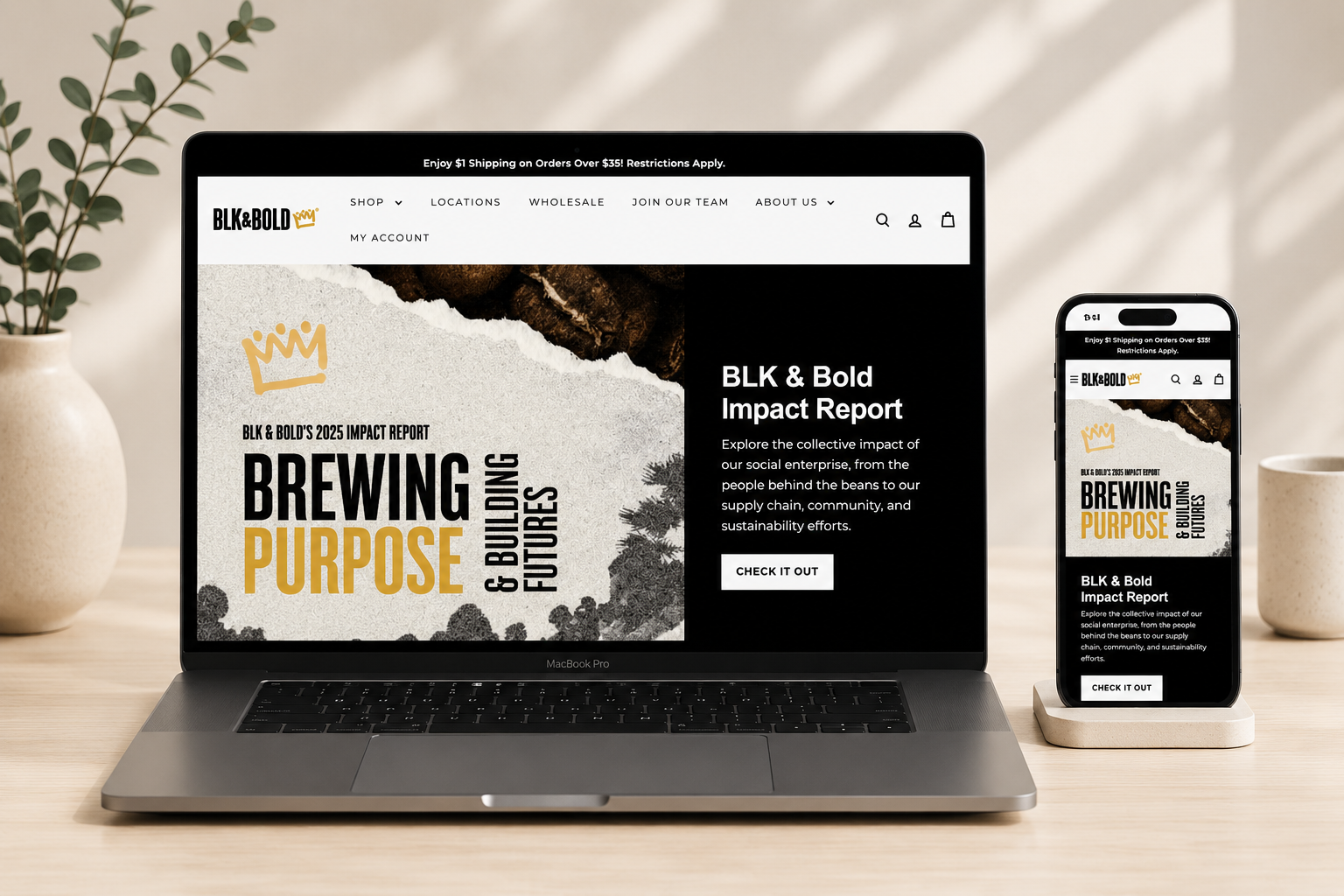 BLK and Bold ecommerce impact report mockup shown on desktop and mobile